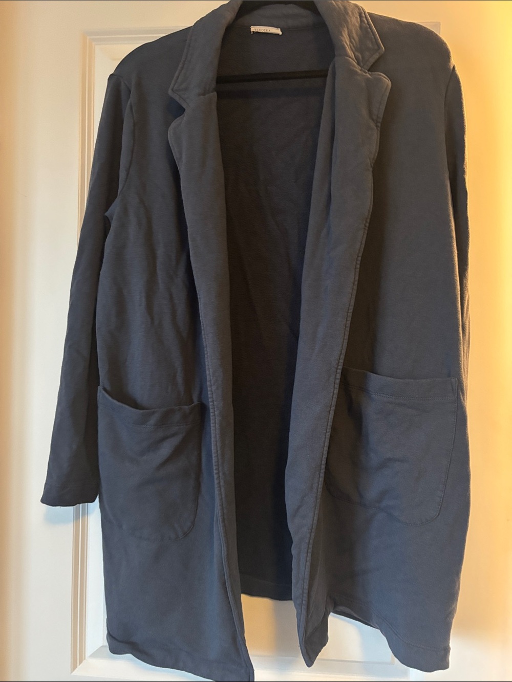 Bamboo Relaxed Open-Front Slate Blue Blazer Jacket